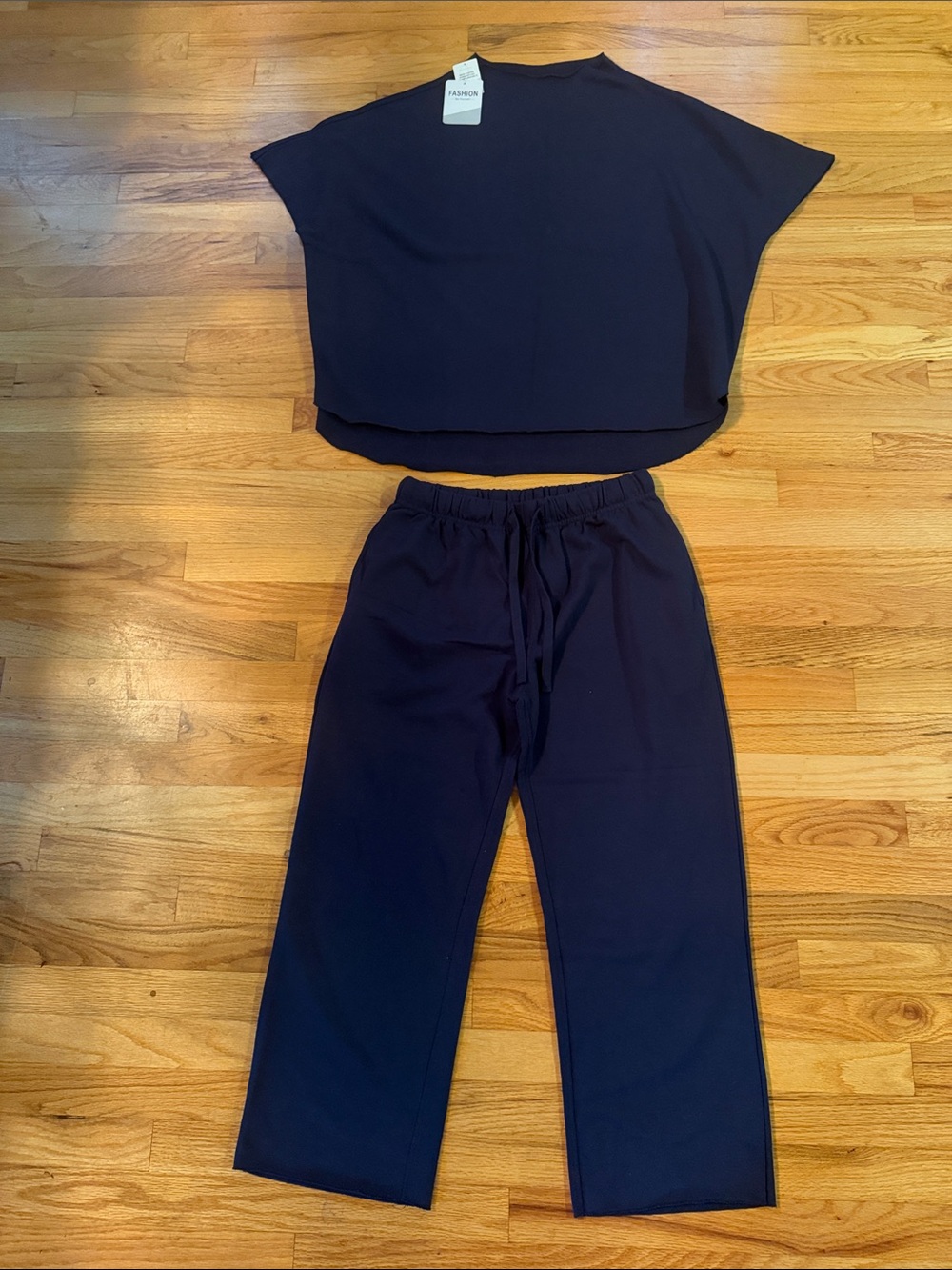Relaxed Navy Two-Piece Top & Cropped Pants Set
